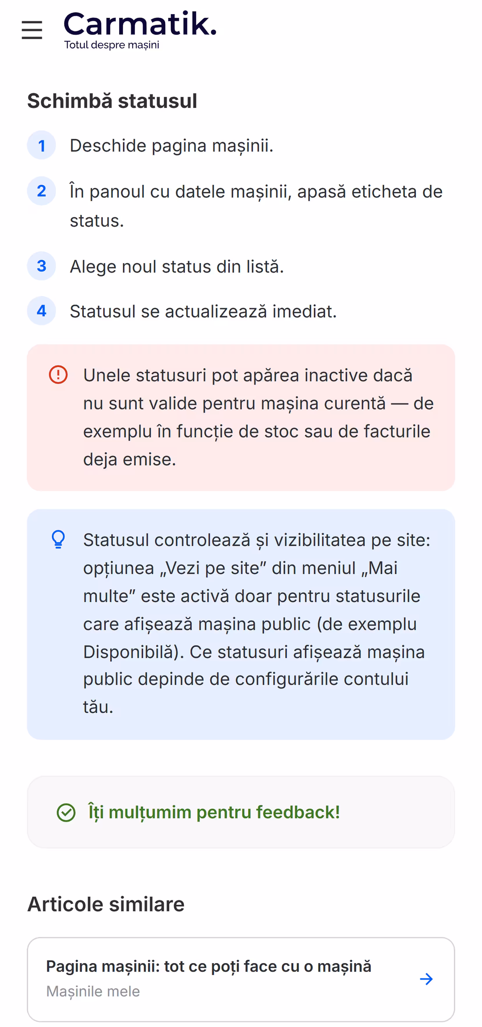 A help center article on mobile
