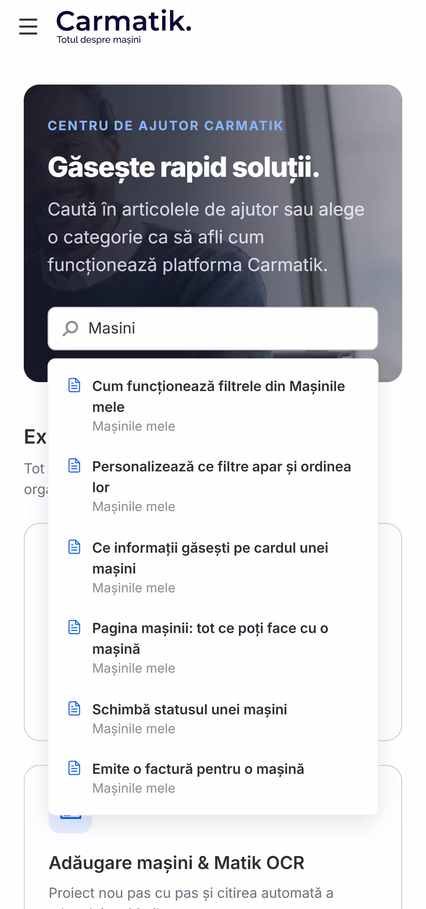 Help center home on mobile