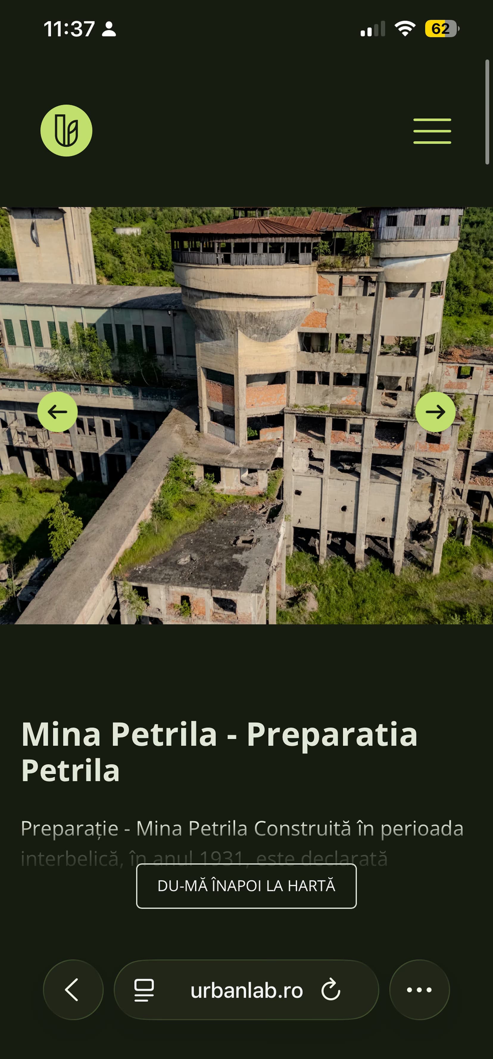 The building page gallery and description on mobile